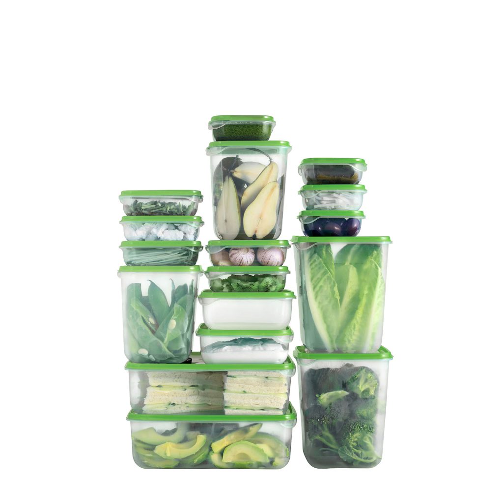 pruta food container set of 17 transparent green 3